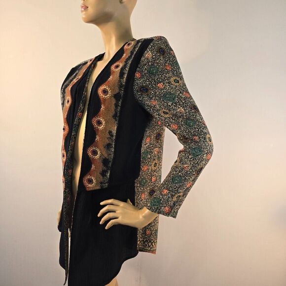 Beverly Rose Open Front Tunic Top Vintage 1980s  Size Medium Made In USA - Picture 3 of 10